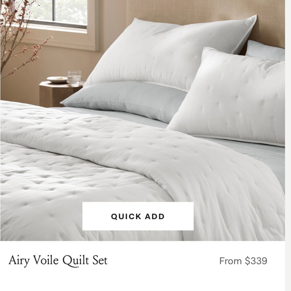Boll and Branch Airy Voile white King Quilt, and one king sham